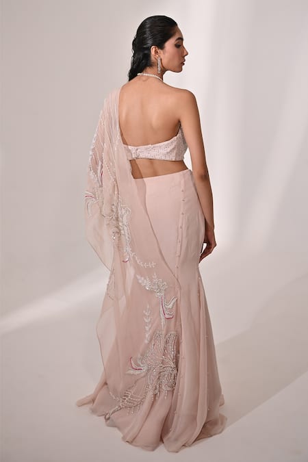 BAANI KHURANA Sequin Embellished Mermaid Pre-Draped Saree With Blouse 