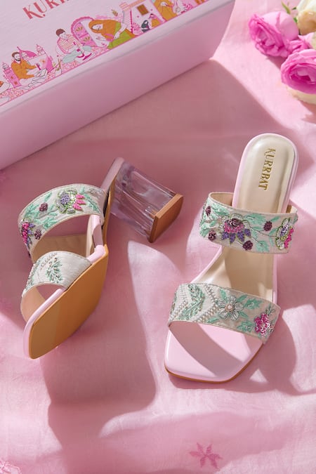 Kurrbat Flower Punch Embroidered Heels 