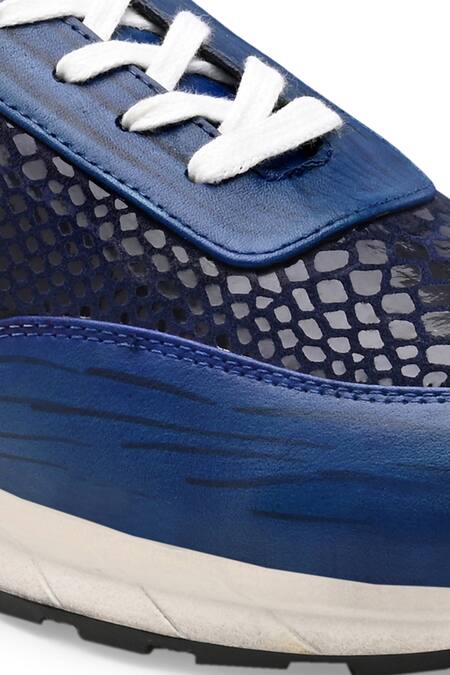 Ivrah Blue Air Croc Skin Textured Sneakers Online at Aza Fashions Ivrah_Blue Air Croc Skin Textured Sneakers_Online_at_Aza_Fashions