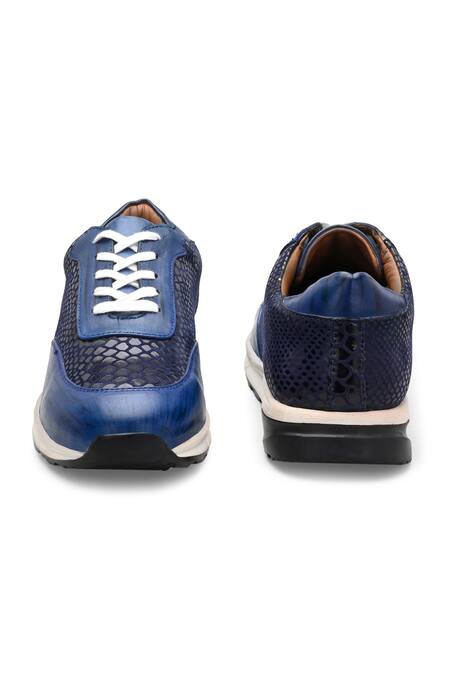 Shop_Ivrah_Blue Air Croc Skin Textured Sneakers