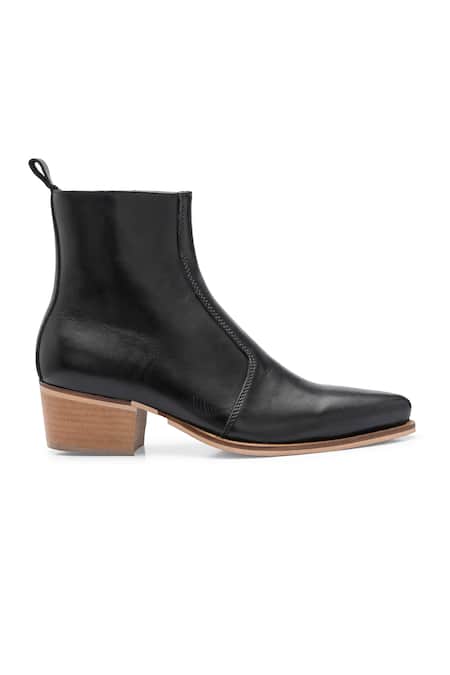 Ivrah_Black Jordan High Rise Leather Boots_at_Aza_Fashions