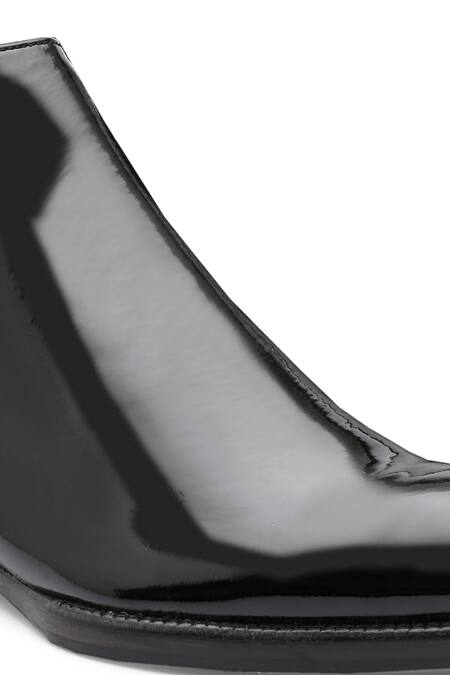 Ivrah Black Royal Glossy Patent Boots Online at Aza Fashions Ivrah_Black Royal Glossy Patent Boots_Online_at_Aza_Fashions