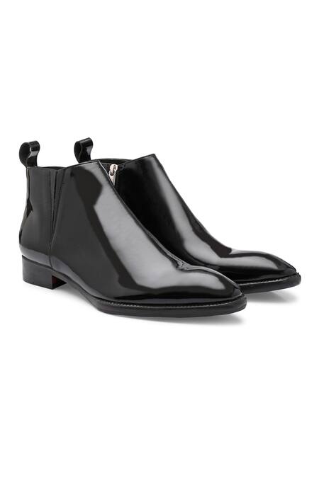 Shop_Ivrah_Black Royal Glossy Patent Boots_Online_at_Aza_Fashions