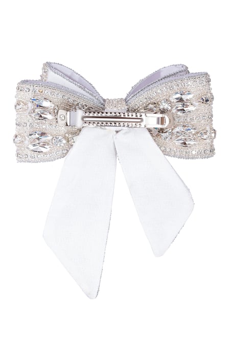 Shop_Hair Drama CO_Silver Crystal Embellished Hair Bow _at_Aza_Fashions