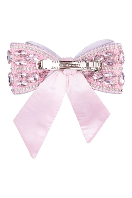 Hair Drama CO Crystal Embellished Hair Bow Barrette Clip 