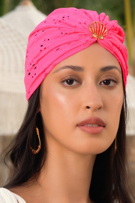 Hair Drama Co Shell Brooch Embellished Turban 