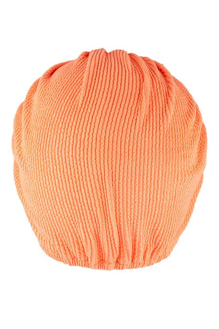 Hair Drama CO_Orange Floral Schiffli Starfish Brooch Embellished Turban _at_Aza_Fashions