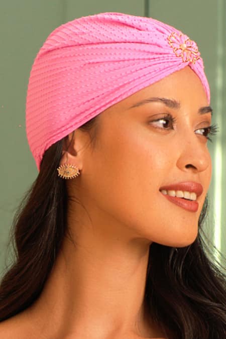 Hair Drama CO Flower Brooch Embellished Turban 