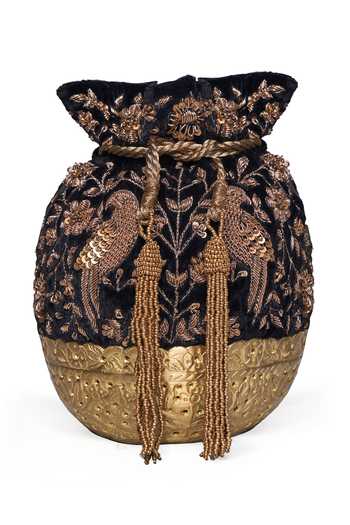 Anita Dongre_Black Embroidery, Zari Ballad Of Harmony Potli Bag_Online_at_Aza_Fashions