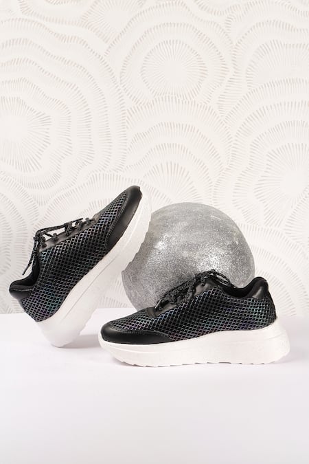 Sole Mates by Palak Glittery Mesh Pattern Sneakers 
