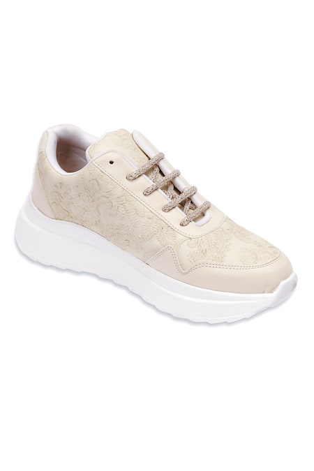 Sole Mates by Palak Elegance Floral Pattern Embroidered Sneakers 