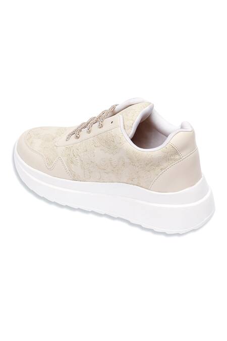 Sole Mates by Palak Off White Elegance Floral Pattern Embroidered Sneakers Online at Aza Fashions Sole Mates by Palak_Off White Elegance Floral Pattern Embroidered Sneakers _Online_at_Aza_Fashions