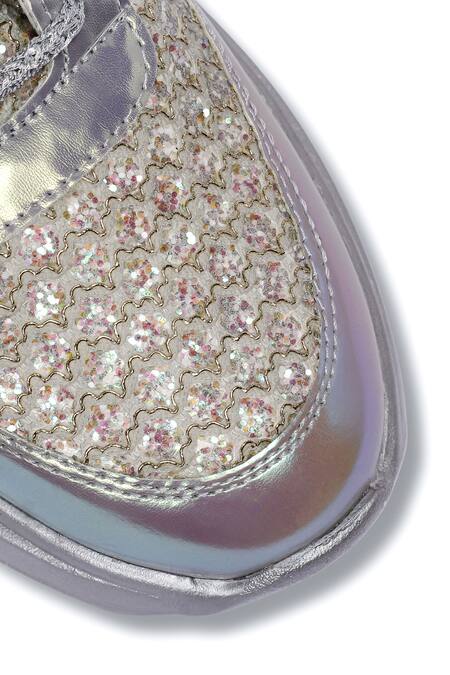 Sole Mates by Palak_Silver Spark Glitter Pattern Sneakers _at_Aza_Fashions