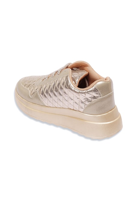 Sole Mates by Palak_Gold Quilted Pyramid Sneakers _Online_at_Aza_Fashions
