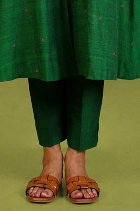 Shop_Mantra_Multi Color Handloom Cotton Patchwork Collared Square Tile A-line Kurta _Online_at_Aza_Fashions