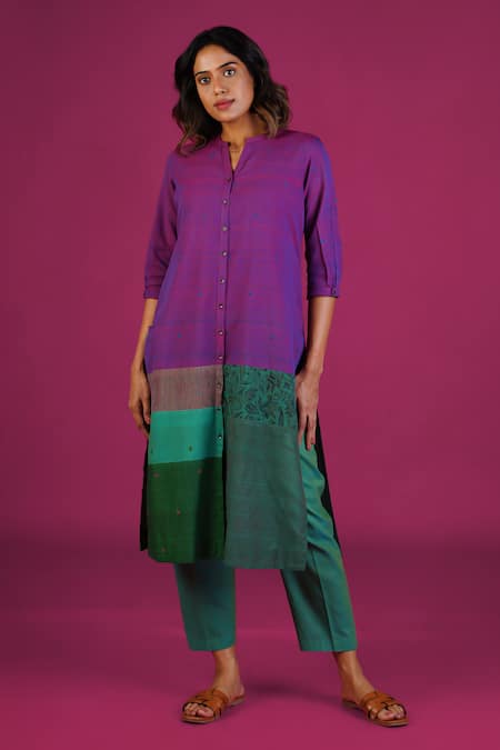 MANTRA Patchwork Detail Colorblocked Kurta 