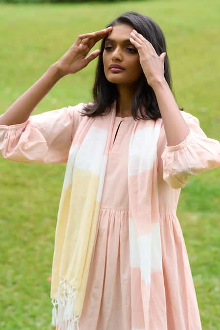 Mantra Handloom Tiered Dress With Tassel Stole 