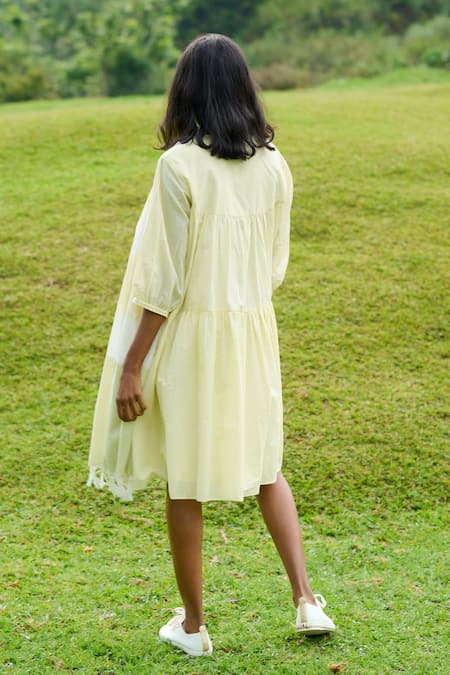 Mantra Kerala Handloom Balloon Sleeve Dress With Tassel Stole 