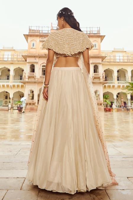 Nikita Vishakha Floral Pearl Embroidered Flare Lehenga Set 
