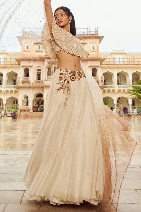 Buy Nikita Vishakha Ivory Net, Viscose, Organza Pearls, Floral Embroidered Flare Lehenga Set Online at Aza Fashions Buy_Nikita Vishakha_Ivory Net, Viscose, Organza Pearls, Floral Embroidered Flare Lehenga Set _Online_at_Aza_Fashions