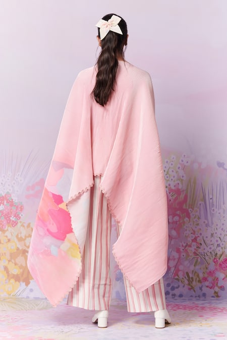 Moh India Meadow Strawberry Field Print Asymmetric Cape 