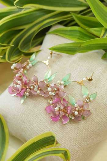 Floristaa by mahek_Multi Color Pearls, Stones Anna Spring Sakura Jewellery Set_Online_at_Aza_Fashions