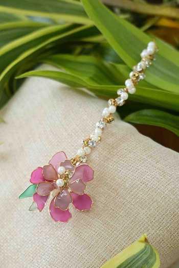 Buy_Floristaa by mahek_Multi Color Pearls, Stones Anna Spring Sakura Jewellery Set_Online_at_Aza_Fashions