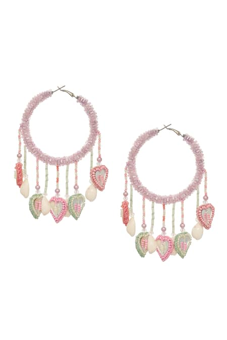 Samyukta Singhania Queen Of Hearts Bead Embellished Hoops 