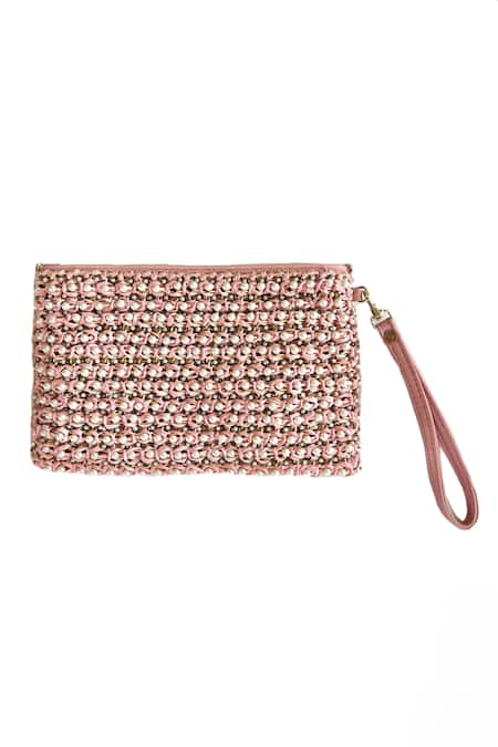 Kokommo Paros Pearl Hand Embroidered Clutch 