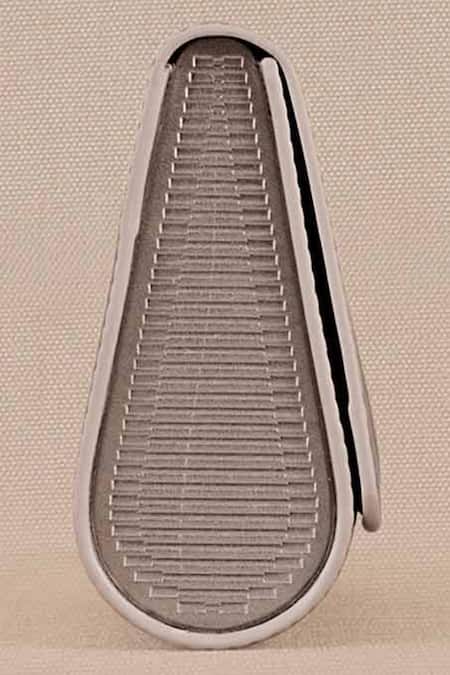 Ampm Silver Embroidery Zehra Metallic Linear Pattern Clutch at Aza Fashions Ampm_Silver Embroidery Zehra Metallic Linear Pattern Clutch _at_Aza_Fashions