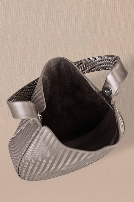 Ampm_Silver Esther Tear Drop Shaped Bag _Online_at_Aza_Fashions