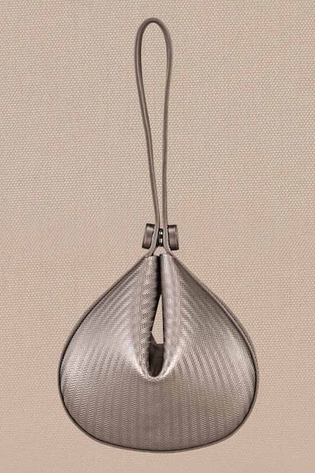 Buy_Ampm_Silver Esther Tear Drop Shaped Bag _Online_at_Aza_Fashions
