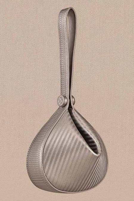 Shop_Ampm_Silver Esther Tear Drop Shaped Bag _Online_at_Aza_Fashions