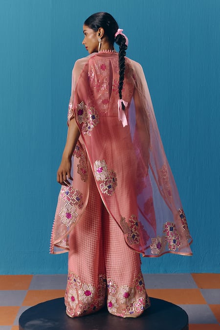 Pooja Rajgarhia Gupta Ombre Sequin Cape & Pant Set 