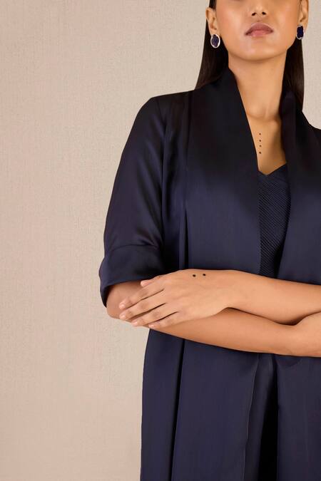 Shop Ampm Purple Organza, Satin Sweetheart Neck Elsa Throw Cape And Palazzo Set Shop_Ampm_Purple Organza, Satin Sweetheart Neck Elsa Throw Cape And Palazzo Set