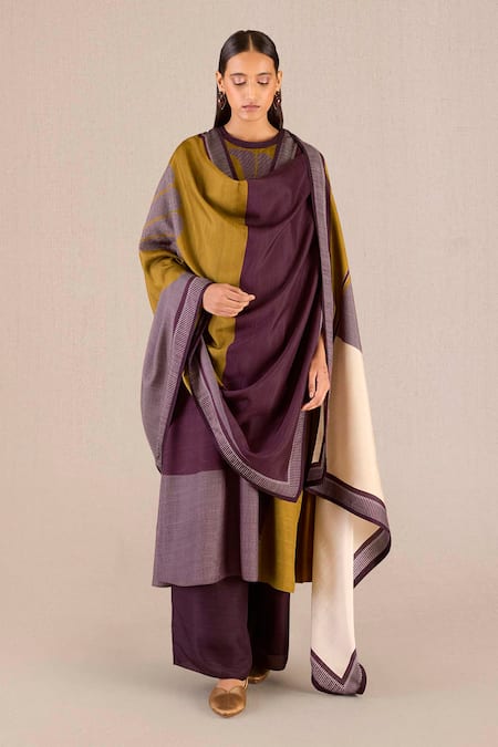 AMPM Sahira Colour-Blocked Kurta Palazzo Set 