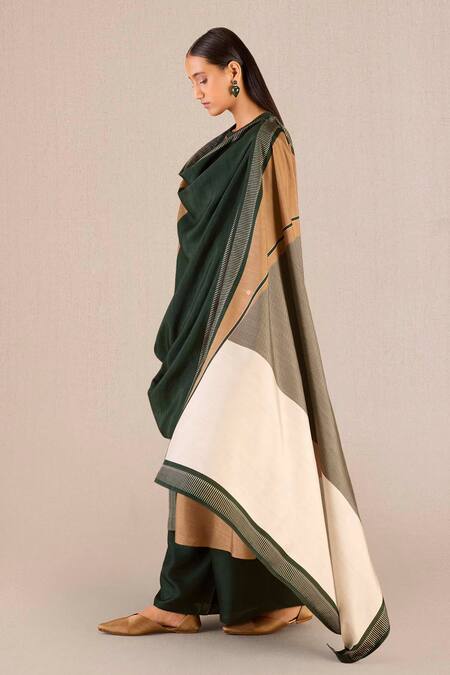 Buy_Ampm_Green Silk Embroidery Round Neck Sahira Floral Pattern Kurta Palazzo Set _Online_at_Aza_Fashions