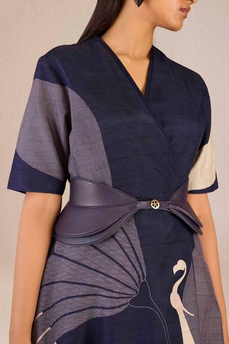 Ampm Purple Silk V-neck Serena Flora And Fauna Patterned Jacket With Skirt Online at Aza Fashions Ampm_Purple Silk V-neck Serena Flora And Fauna Patterned Jacket With Skirt_Online_at_Aza_Fashions