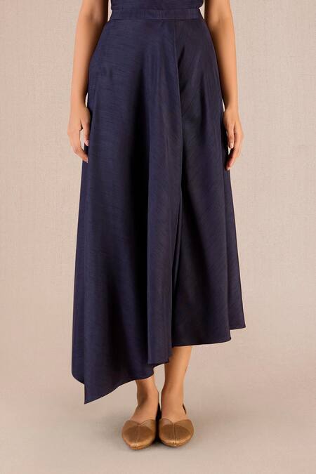 Ampm_Purple Silk Embroidery V-neck Serena Flora And Fauna Asymmetric Jacket With Skirt _at_Aza_Fashions