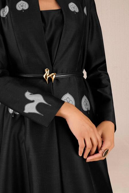 Buy Ampm Black Chanderi Embroidery, Brooches Aresha Betel Leaf Print Jacket And Pant Set Online at Aza Fashions Buy_Ampm_Black Chanderi Embroidery, Brooches Aresha Betel Leaf Print Jacket And Pant Set _Online_at_Aza_Fashions