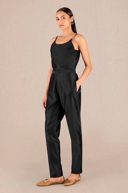 Shop Ampm Black Chanderi Embroidery, Brooches Aresha Betel Leaf Print Jacket And Pant Set Online at Aza Fashions Shop_Ampm_Black Chanderi Embroidery, Brooches Aresha Betel Leaf Print Jacket And Pant Set _Online_at_Aza_Fashions