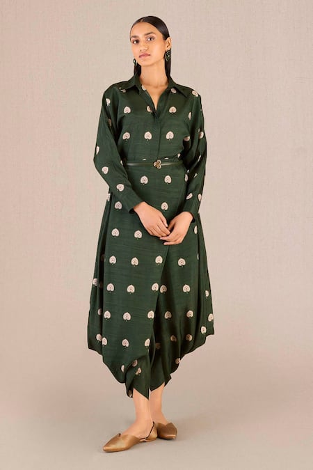 AMPM Emery Betel Leaf Print Shirt & Dhoti Pant Set 