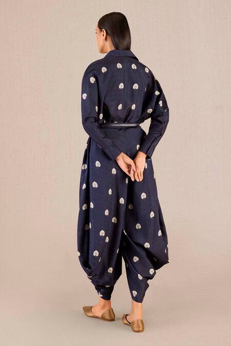 Shop Ampm Purple Silk Embroidery, Emery Betel Leaf Print Shirt And Wrap Dhoti Pant Set at Aza Fashions Shop_Ampm_Purple Silk Embroidery, Emery Betel Leaf Print Shirt And Wrap Dhoti Pant Set_at_Aza_Fashions