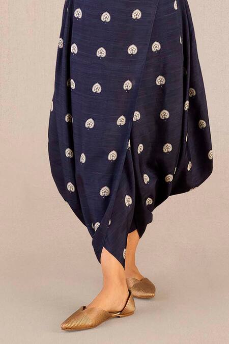 Ampm Purple Silk Embroidery, Emery Betel Leaf Print Shirt And Wrap Dhoti Pant Set Online at Aza Fashions Ampm_Purple Silk Embroidery, Emery Betel Leaf Print Shirt And Wrap Dhoti Pant Set_Online_at_Aza_Fashions