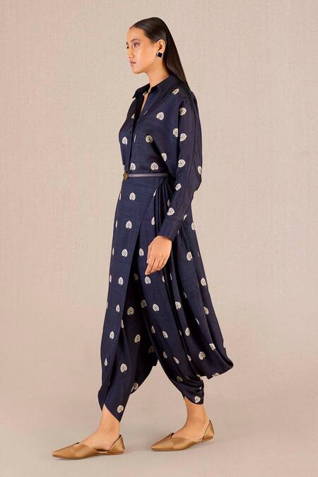 Buy Ampm Purple Silk Embroidery, Emery Betel Leaf Print Shirt And Wrap Dhoti Pant Set Online at Aza Fashions Buy_Ampm_Purple Silk Embroidery, Emery Betel Leaf Print Shirt And Wrap Dhoti Pant Set_Online_at_Aza_Fashions