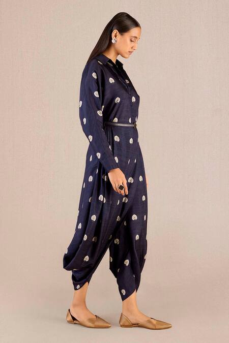 Shop Ampm Purple Silk Embroidery, Emery Betel Leaf Print Shirt And Wrap Dhoti Pant Set Online at Aza Fashions Shop_Ampm_Purple Silk Embroidery, Emery Betel Leaf Print Shirt And Wrap Dhoti Pant Set_Online_at_Aza_Fashions