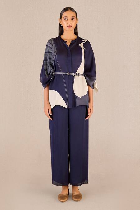 Shop Ampm Purple Organza, Satin Embroidery Iha Peacock Print Kaftan Shirt And Pant Set Online at Aza Fashions Shop_Ampm_Purple Organza, Satin Embroidery Iha Peacock Print Kaftan Shirt And Pant Set _Online_at_Aza_Fashions