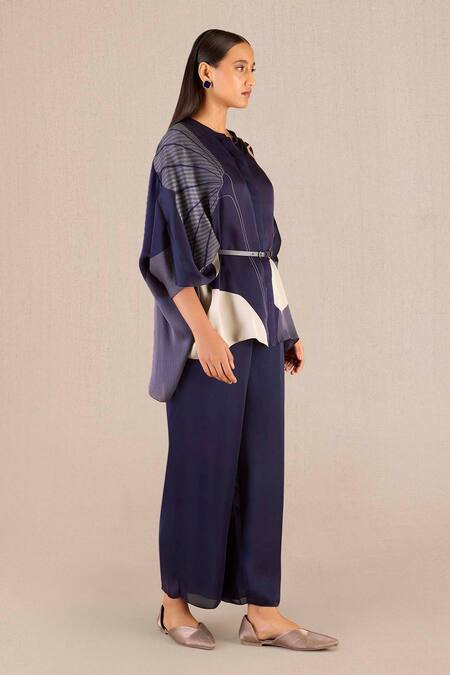 Buy Ampm Purple Organza, Satin Embroidery Iha Peacock Print Kaftan Shirt And Pant Set Buy_Ampm_Purple Organza, Satin Embroidery Iha Peacock Print Kaftan Shirt And Pant Set