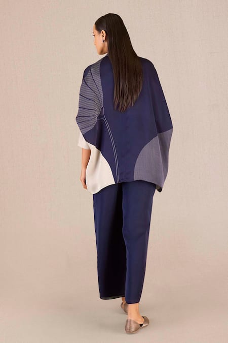 Shop Ampm Purple Organza, Satin Embroidery Iha Peacock Print Kaftan Shirt And Pant Set Shop_Ampm_Purple Organza, Satin Embroidery Iha Peacock Print Kaftan Shirt And Pant Set