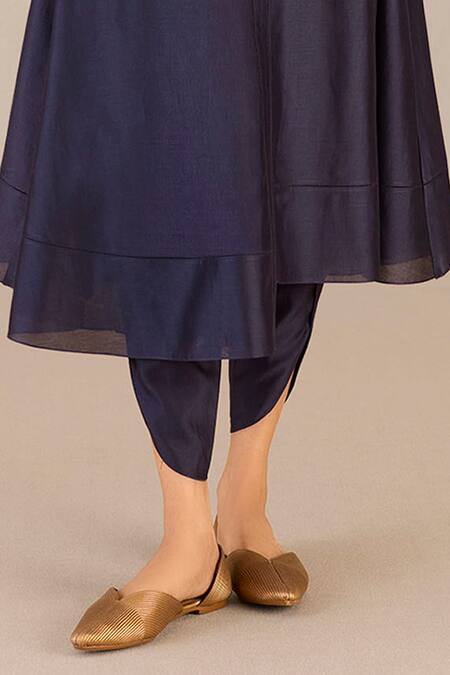 Ampm_Purple Chanderi Cut Work V-neck Hidaya Asymmetric Flared Kurta And Dhoti Pant Set_Online_at_Aza_Fashions